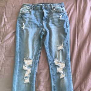 medium wash skinny distressed jeans, NEVER worn (only tried on)